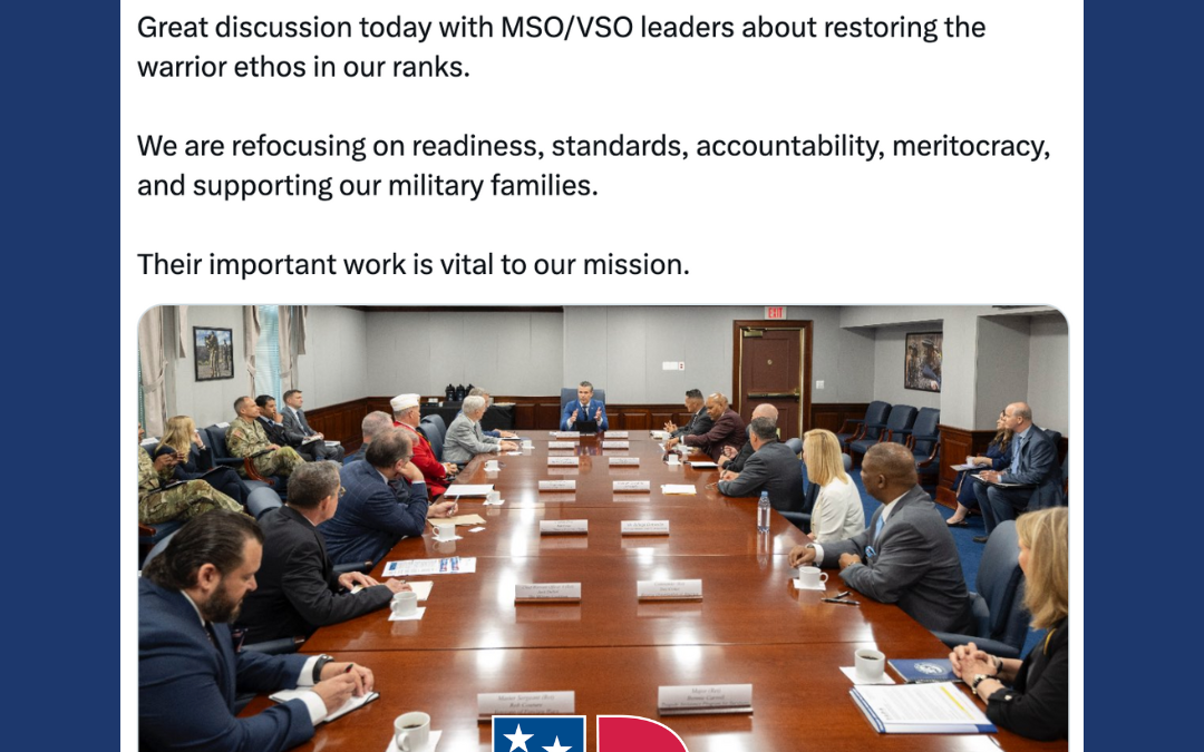 ROA attends SecDef meeting to discuss collaboration between DoD, support orgs
