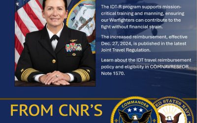U.S. Navy Reserve announces travel reimbursement increase for IDT-R